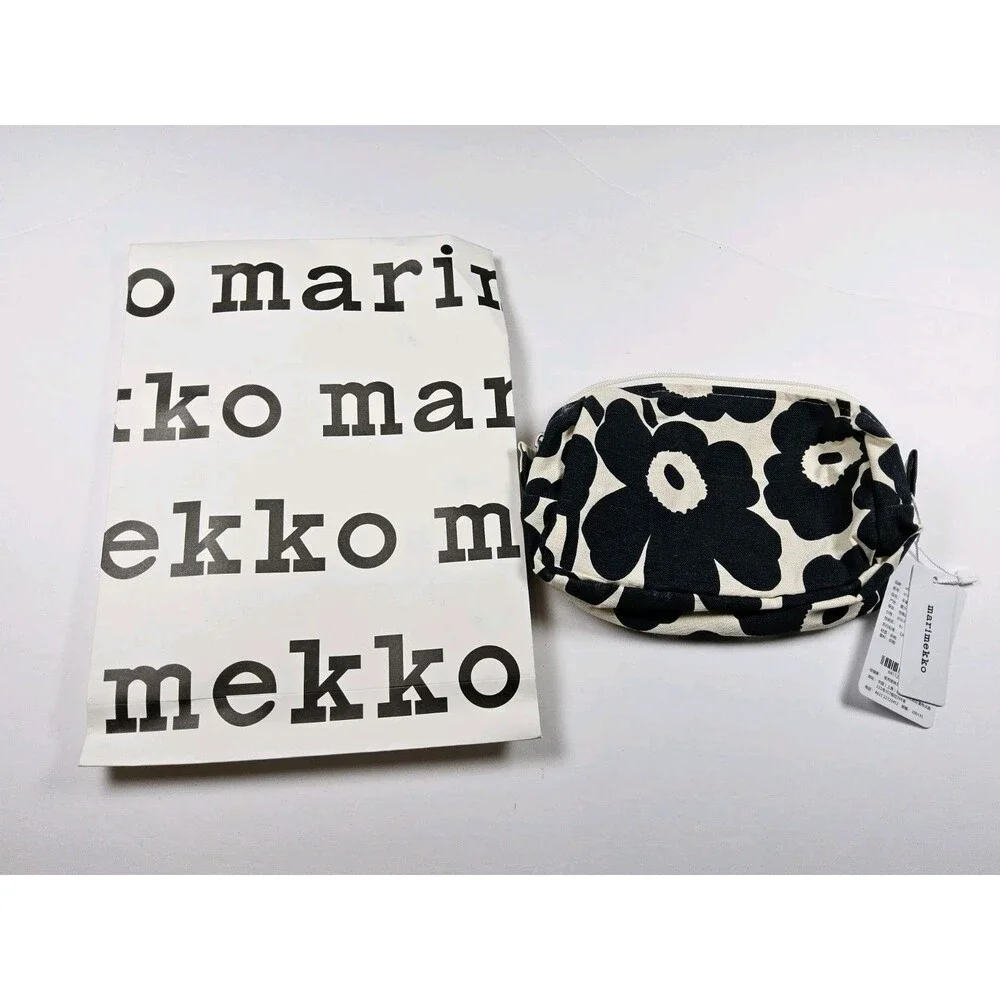 Marimekko Tiise Mini Unikko Small Cosmetic Bag Black Ivory Japan